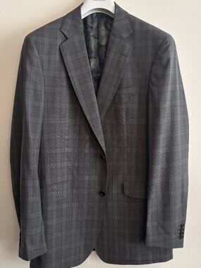 $1995 Etro Grey Glen Plaid Wool Sport Coat / Blazer Silk Lining - 44 Long